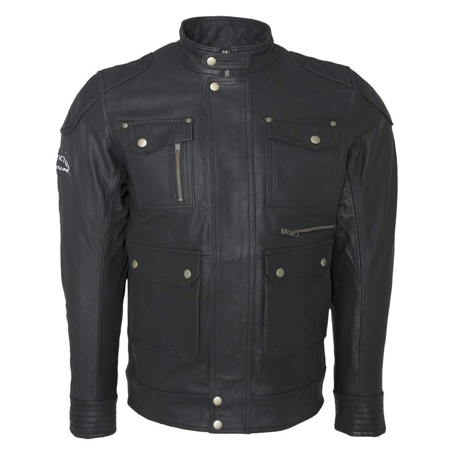 Chaqueta Cuero Moto Cafe Racer Invictus Ulises: Chaqueta de cuero de moto tres cuartos estilo cafe