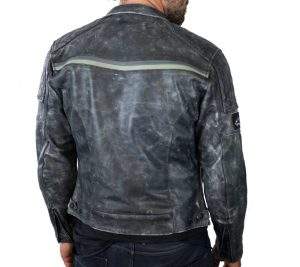 vintage aged leather motorcycle jacket