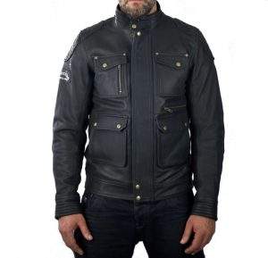 three-quarters leather motorcycle jacket
